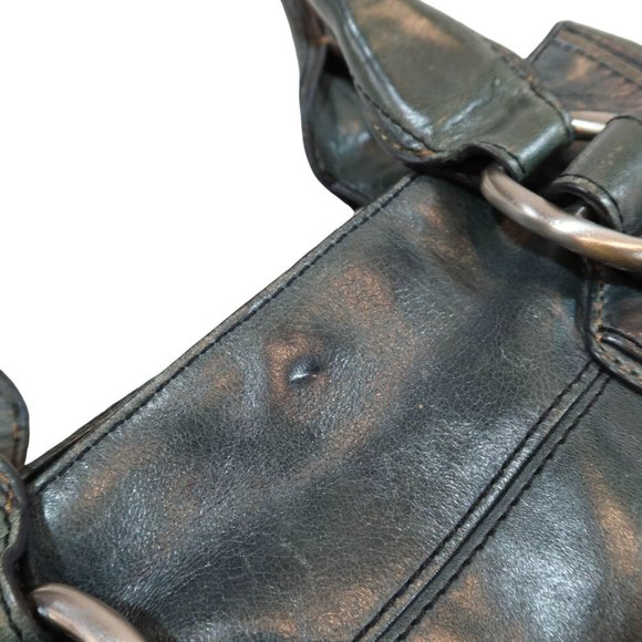 FOSSIL Dark Forest Green Leather Medium Divided Satchel Handbag Shoulder Bad - Picture 14 of 15